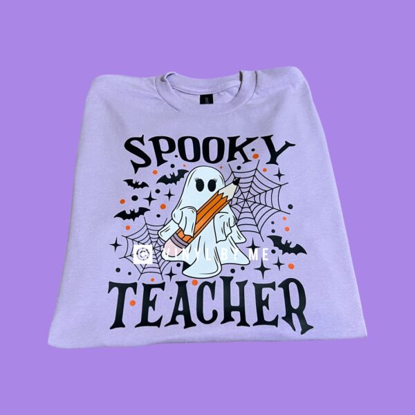 Light purple spooky teacher tee