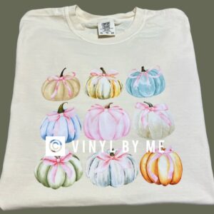 Ivory comfort color pumpkin bow tee