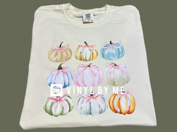 Ivory comfort color pumpkin bow tee