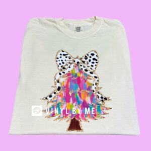 Ivory bow tree comfort color tee