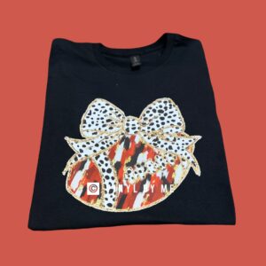Red and black faux glitter football tee