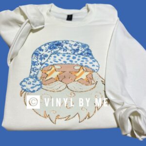 Blue and white star Santa sweatshirt
