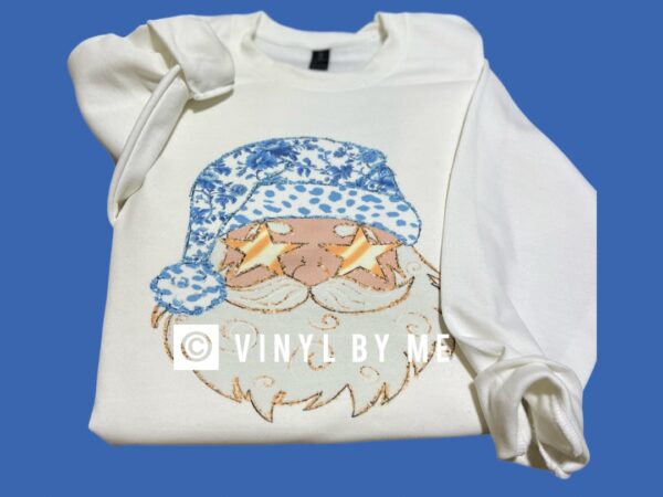 Blue and white star Santa sweatshirt