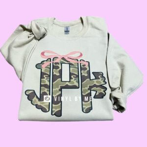 Camo bow monogram sweatshirt