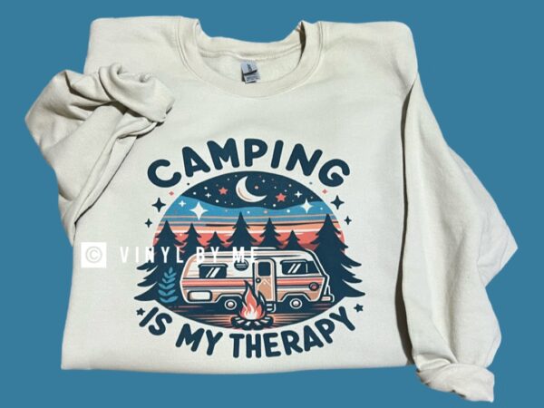 Tan camping is my therapy sweatshirt