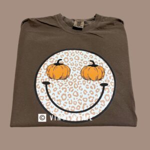 Comfort color pumpkin smiley tee