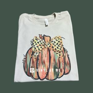 Tan watercolor bow pumpkin tee