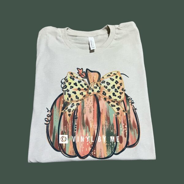 Tan watercolor bow pumpkin tee