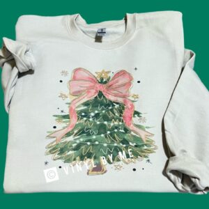 Tan glitter bow Christmas tee sweatshirt