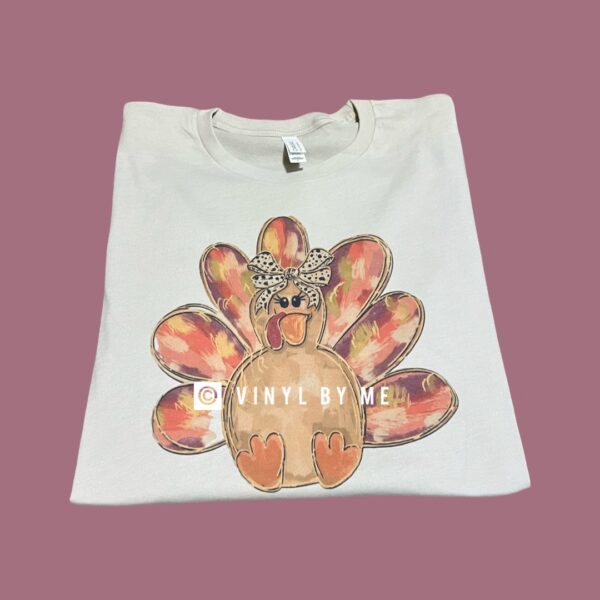 Watercolor bow turkey tee
