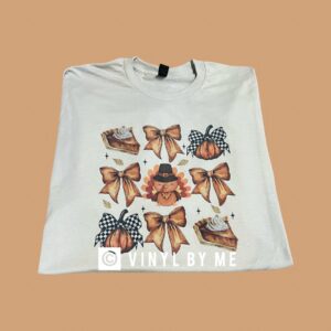 Tan retro turkey bow tee