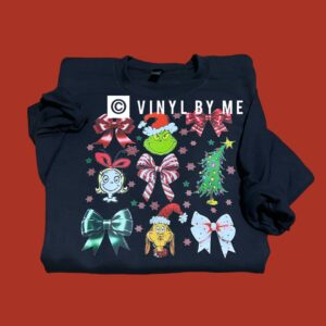 Black grinch bow sweatshirt