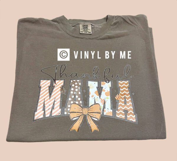 Brown comfort color Thankful Mama tee