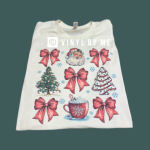 Oatmeal Santa bow tee