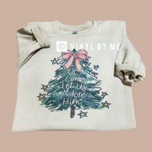 Oh come let us adore him tan sweatshirt