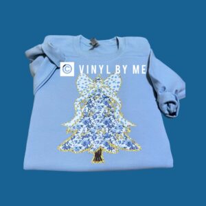Blue glitter bow sweatshirt