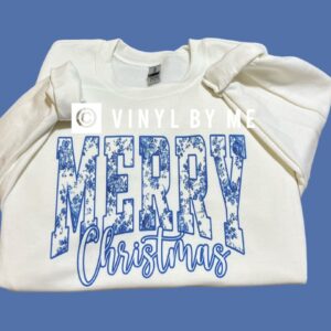 Blue floral Merry Christmas sweatshirt