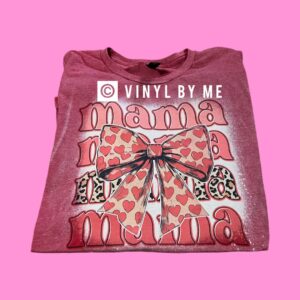 Red bleached Mama bow tee