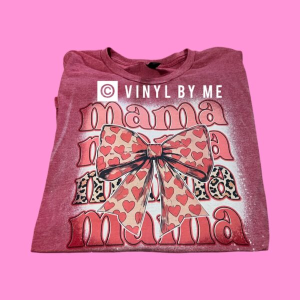 Red bleached Mama bow tee