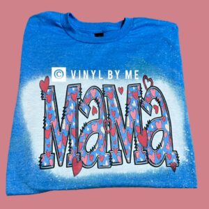 Sapphire Blue bleached Mama heart tee