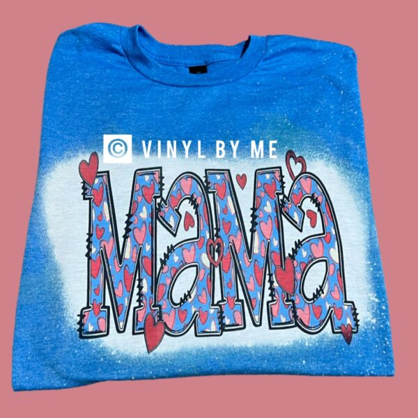 Sapphire Blue bleached Mama heart tee