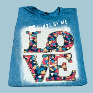 Teal bleached love tee