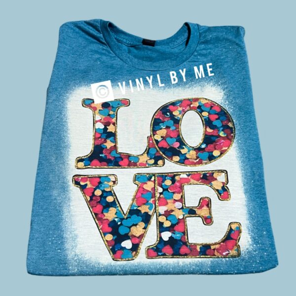 Teal bleached love tee
