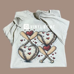 Longsleeve tan baseball heart tee