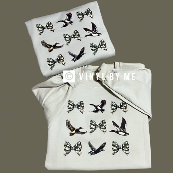Camo duck coquette bow sweatshirt