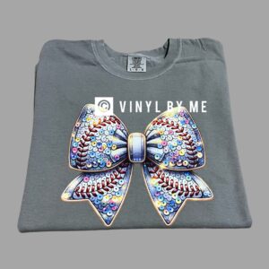 Faux glitter baseball bow comfort color tee
