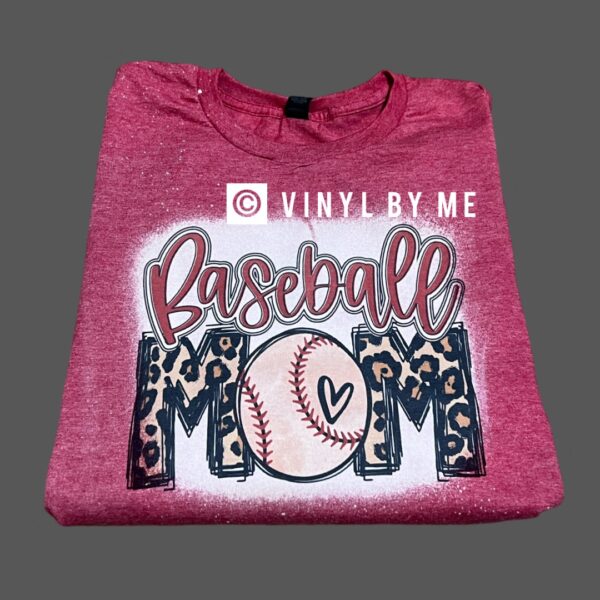 Red bleached baseball Mom tee