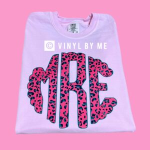 Comfort color pink cheetah monogram tee