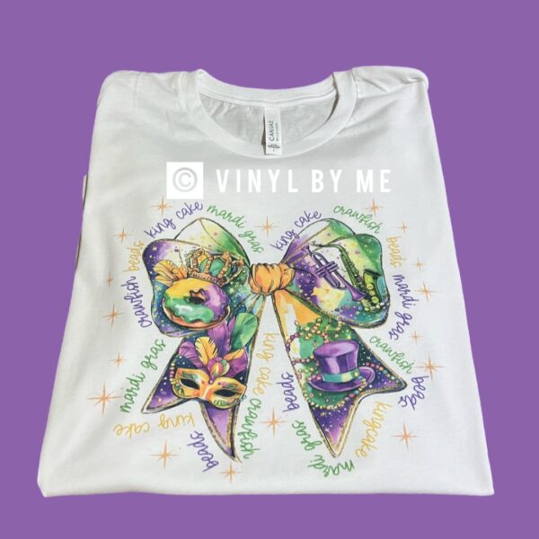 Mardi Gras bow tee