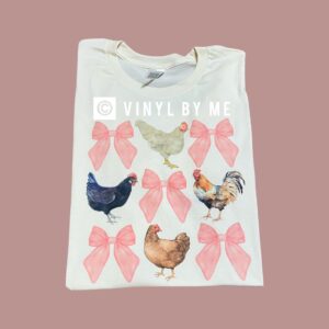 Pink bow chicken tee