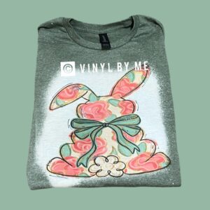 Green bow floral bunny tee