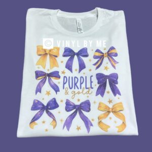 Purple & Gold white Bella tee