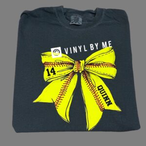 Comfort color custom softball bow tee