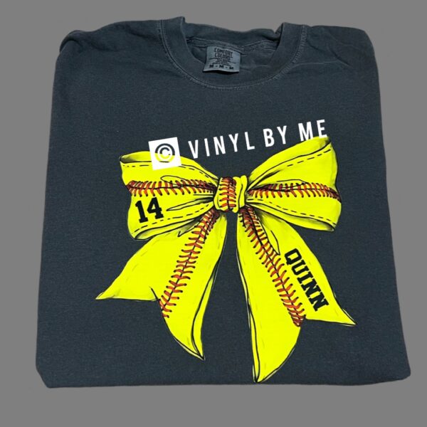Comfort color custom softball bow tee