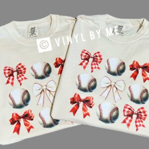 Comfort color baseball red bow tee