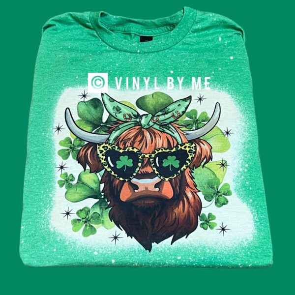 Irish cow green bleached tee