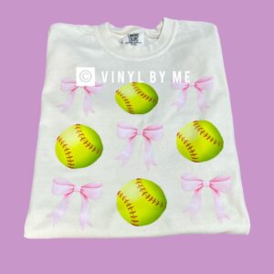 Comfort color softball bow tee