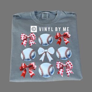 Gray comfort color baseball bow tee