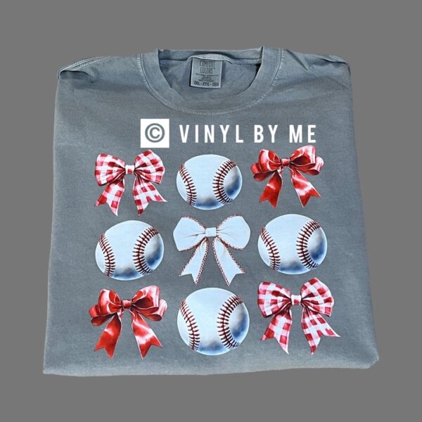 Gray comfort color baseball bow tee