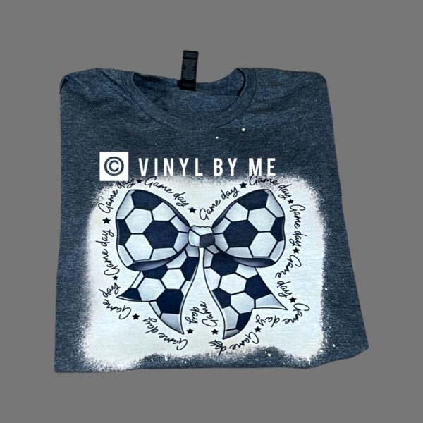 Bleached Game day soccer bow tee