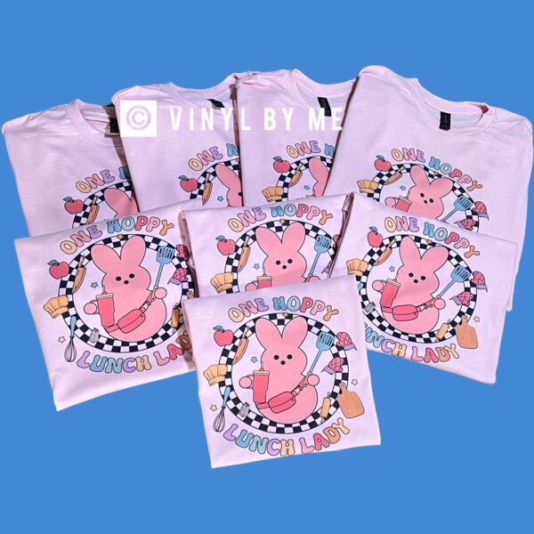 One hoppy lunch lady pink tee