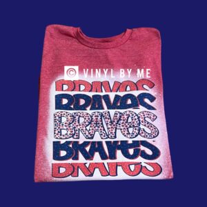 Red bleached stacked braves tee