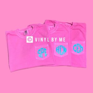 Comfort color crunchberry monogram pocket tee