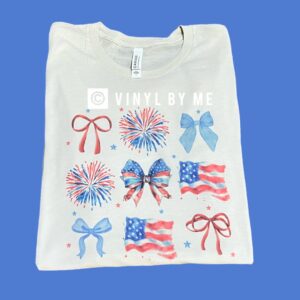 Oatmeal 4th of July bow flag tee
