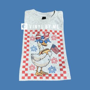 Red girl goose bow tee