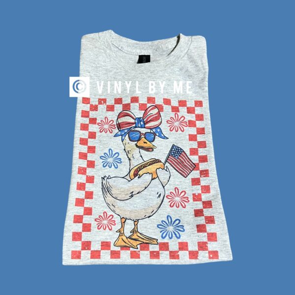 Red girl goose bow tee